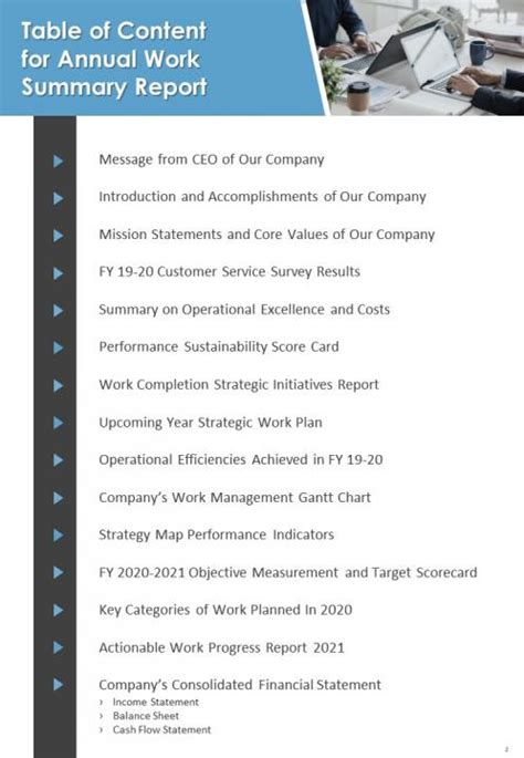 annual work summary report template